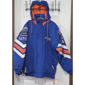Large Vintage Florida Gators 90's Starter Puffer Jacket Blue & Orange